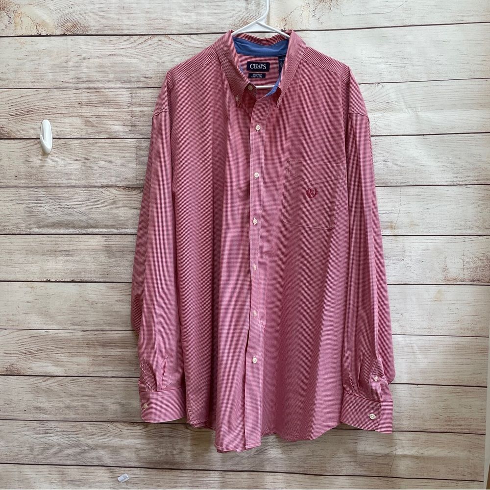 CHAPS RED AND WHITE GINGHAM SHIRT‎